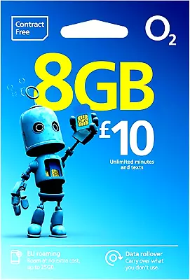 Official O2 Network Pay As You Go 02 Sim Card Sealed Unlimited Calls And Texts* • £0.99