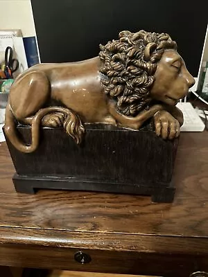 LARGE COMPOSITE SCULPTURE OF A RESTING LION Vintage 1991 • $80