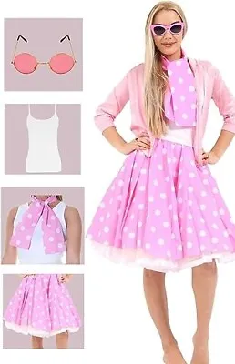50s Musical Pink Women Accessory Set Retro 50s Fancy Dress Halloween Accessories • £12.99