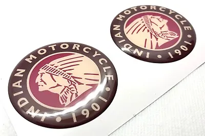 A Set Of Indian Motorcycle  Head Logo Badge 3D Domed Stickers. 30 Mm • $13.82