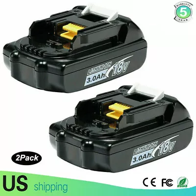 2Pack 18V 3.0Ah Lithium Battery Replacement For Makita BL1830 BL1815 Compact  • $28