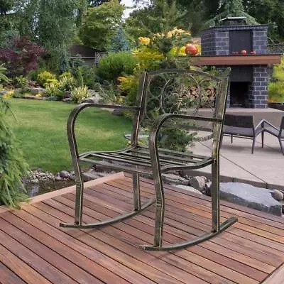 Outdoor Metal Double Rocking Chair Patio Garden Bench Glider For Indoor&Outdoor • $58.59