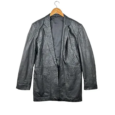 Vintage I.O.U. Black Leather Jacket Men’s Size Small Sports Blazer • $65