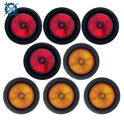$14.99 • Buy Red Amber Round 2  Side Marker Lights Clearance LED Truck Trailer Lamp 12V