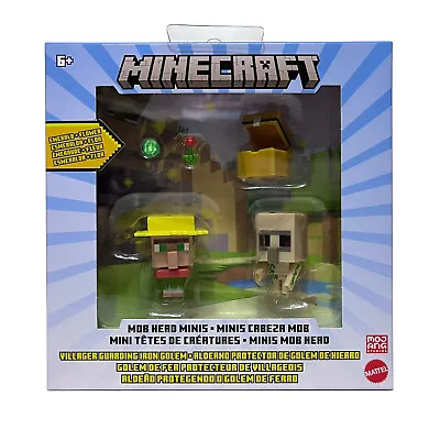 Minecraft Mob Head Minis - Villager Guarding Iron Golem Pack Of 2 Action Figures • $9.99