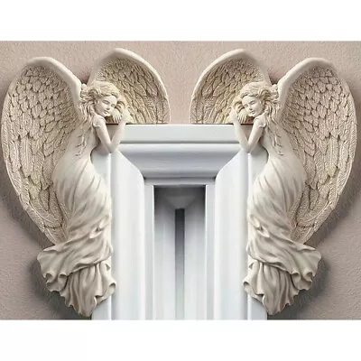 Door Frame Angel Wings Resin Wall Sculpture Ornament Garden Decor Fairy Statues • $17.15
