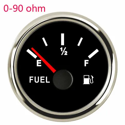 Black 52MM Fuel Level Gauge 0-90 Ohms For Auto Truck Motorcycle Marine Gas Meter • $22.79