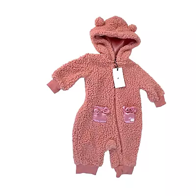 7 For All Mankind Toddler 1 Piece Sherpa Fleece Winter Romper Outfit 0/3M Pink • $15