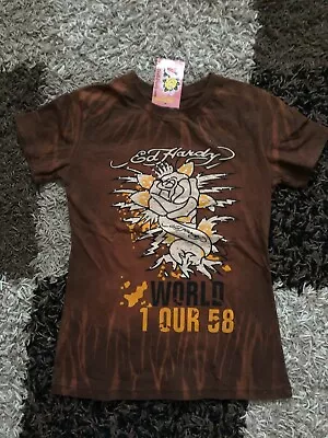 Ed Hardy Brown T-shirt By Christian Audigier Size M / Girls • £22.50