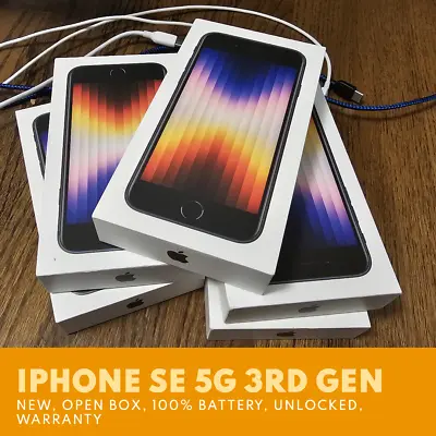 New (Open-Box) UNLOCKED Apple IPhone SE 5G 2022 3rd Gen 64GB Black W Warranty • $248.99