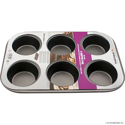 £6.99 • Buy 6 Cup Large Silicone Bun/Muffin Non Stick Tin Tray Baking Pudding Black Mould