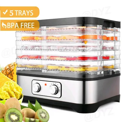 $71.89 • Buy 5 Tray Commercial Food Dehydrator Stainless Steel Fruit Meat Jerky Dryer Home--)