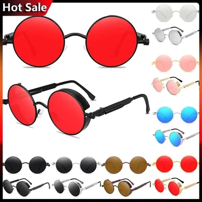 $11.92 • Buy UV400 Sun Glasses Mens Polarized Steampunk Sunglasses Vintage Retro Hippie Round