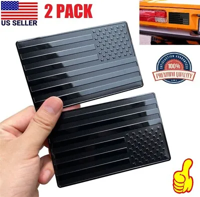 $9.26 • Buy 2 PACK Black Metal USA Flag Sticker American Car Truck Decal Body Helmet Emblem