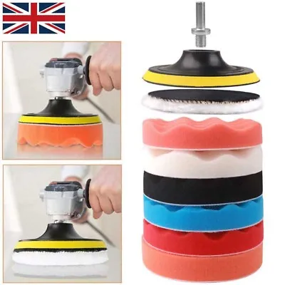 9PCs 6 Inch 150mm Car Buffing Pads Kit Sponge Polishing Polisher Drill Adapter • £8.69