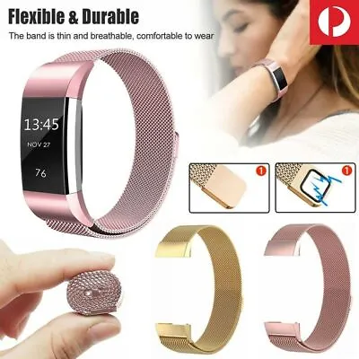 $6.99 • Buy For Fitbit Charge 3 Magnetic Clasp AU 2 Sizes Band Stainless Steel Milanese