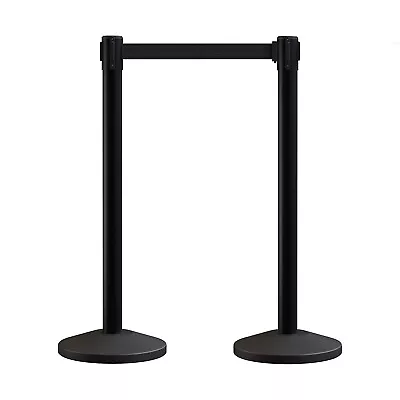 £39.95 • Buy Black 2Pcs Belt Stanchion Set Crowd Control Retractable Que Safety Barriers