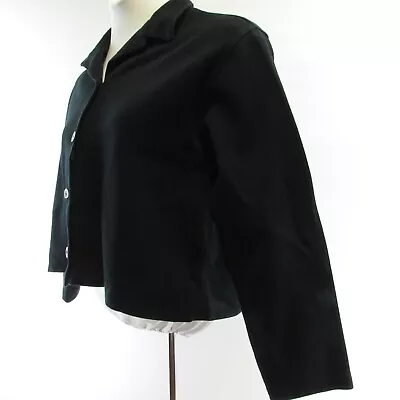 Womens Hanna Andersson Black Cardigan Size L Long Sleeve Collar Button Front  • $16.01