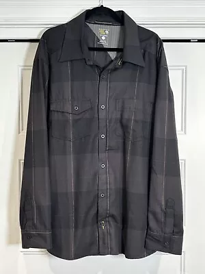 Mountain Hardware Long Sleeve Button Flannel Shirt Mens XXL 2XL Gray Black Plaid • $24.95