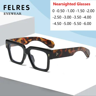 Men Women Square Blue Light Blocking Nearsighted Glasses Fashion Myopia Glasses • $9.03