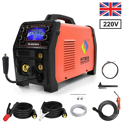 HITBOX 200A 220V Weld Aluminum MIG Welding Machine MIG TIG MMA Stick Gas/Gasless • £459.99