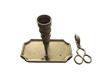 £42.24 • Buy Vintage Brass Candle Holder With Scissor Snuffer Free UK Postage
