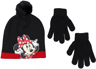 Disney Little Girls Minnie Mouse Character Hat And Glove Cold Weather Set... • £12.39