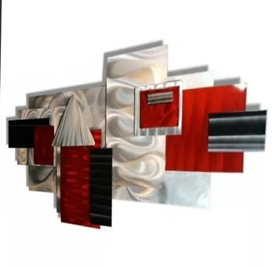 ULTRA MODERN Metal Wall Sculpture  Red Abstract Black SIGNED ORIGINAL Jon Allen • $310