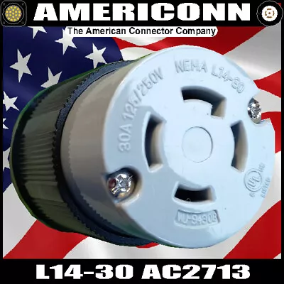 Americonn L14-30 NEMA 3pole 4wire UL 30A 125/250v Female Locking Connector • $10.99