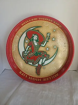 Vtg. 1999 MILLER HIGH LIFE  Metal Beer Tray  Lady Sitting On The Moon!! • $39.20