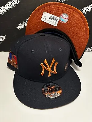 NWT New Era NY Yankees COPPER Satin Navy 125th MLB Anniversary Snapback Hat Mens • $39.95