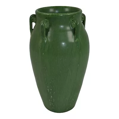 Ephraim Faience 2001 Hand Made Pottery Matte Green Boston Fern Ceramic Vase 063 • $245