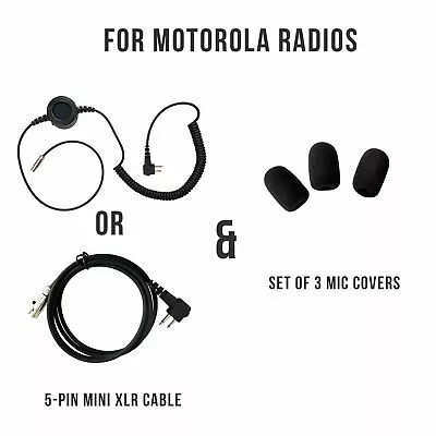 Mini XLR 5-Pin Cable & Mic Cover For Dual Muff Racing Headsets | Motorola CP200 • $39.99