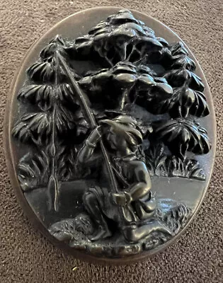 Antique Victorian High Relief Gutta Percha Vulcanite Pin Brooch Tree FULL FIGURE • $198