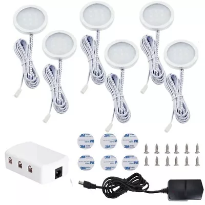 3/6PCS LED Under Cabinet Lights Kit LED Kitchen Counter Closet Puck Display Lamp • £12.21