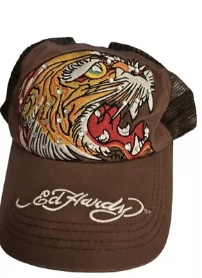 Don Ed Hardy Designs Trucker Snapback Hat Cap Orange Tiger Multicolored PGC • $20