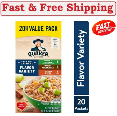 NEW Quaker Instant Oatmeal Variety Value Pack 1.51 Oz 20 Packets • $11.65