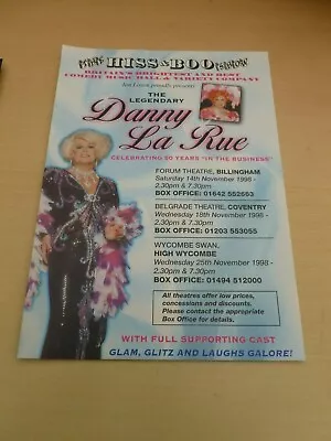 Danny La Rue Hiss & Boo Theatre Show 50 Years In The Business Flyer 1998 • £5