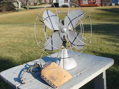 Vtg Sterling Deco Electric Fan Works 8  4 Blade Circular Metal Cage Instructions • $53.95