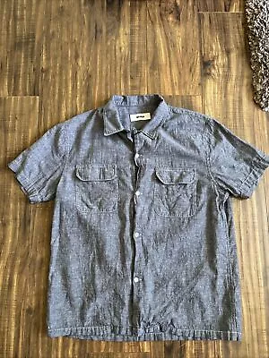 Buck Mason Gray Loop Collar Button Front Shirt Linen Cotton Blend Size S • $20