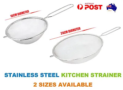 $13.95 • Buy NEW Stainless Steel Mesh Kitchen Strainer Flour Oil Colander Sieve Sifter Baking