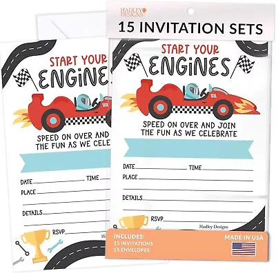 15 Race Car Birthday Invitations For Boys - Car Racing Birthday Invites For... • $14.29