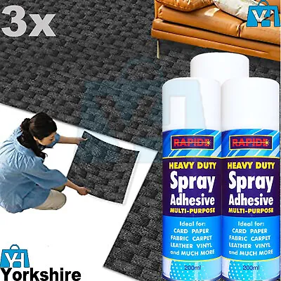 Heavy Duty Adhesive Multi Purpose Glue Spray For Fabric Carpet Leather 3 X 200ML • £11.90