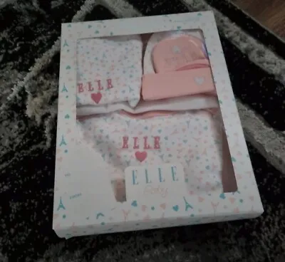 ELLE Baby 6 Piece Boxed Gift Set 0-6 Months. Brand New. Pastel Colours • £12.50