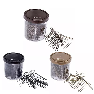 200pk U Bun Pins & Pots Hair Grips Wavy Shape Up Do Clips 5cm Bobby Kirby Slide • £9.85