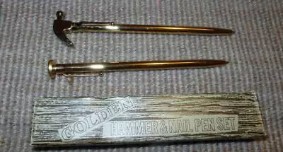 Vintage Bradley Writing Instrument Gold Tone Pen Set Hammer & Nail Unused In Box • $35