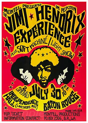 Vintage Jimi Hendrix Music Concert A4 Poster Print • £3.51