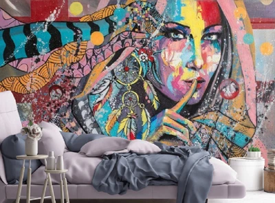 £145.11 • Buy Wall Mural Graffiti With A Girl Wall Decor Photo Wallpaper 144 X100   