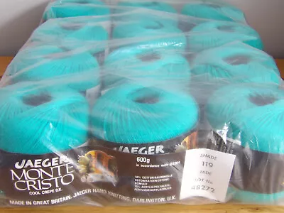 12  - 50g Jaeger Monte Cristo  4PLY Crepe  50% Cotton Acrylic Shade 119 Jade • £25.99