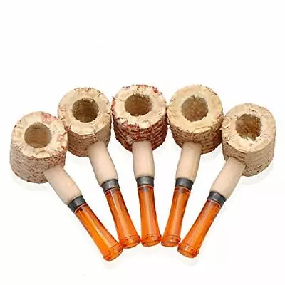 5PK Missouri Meerschaum  Miniature Straight Natural Corncob Pipe Amber Stem 5612 • $19.95